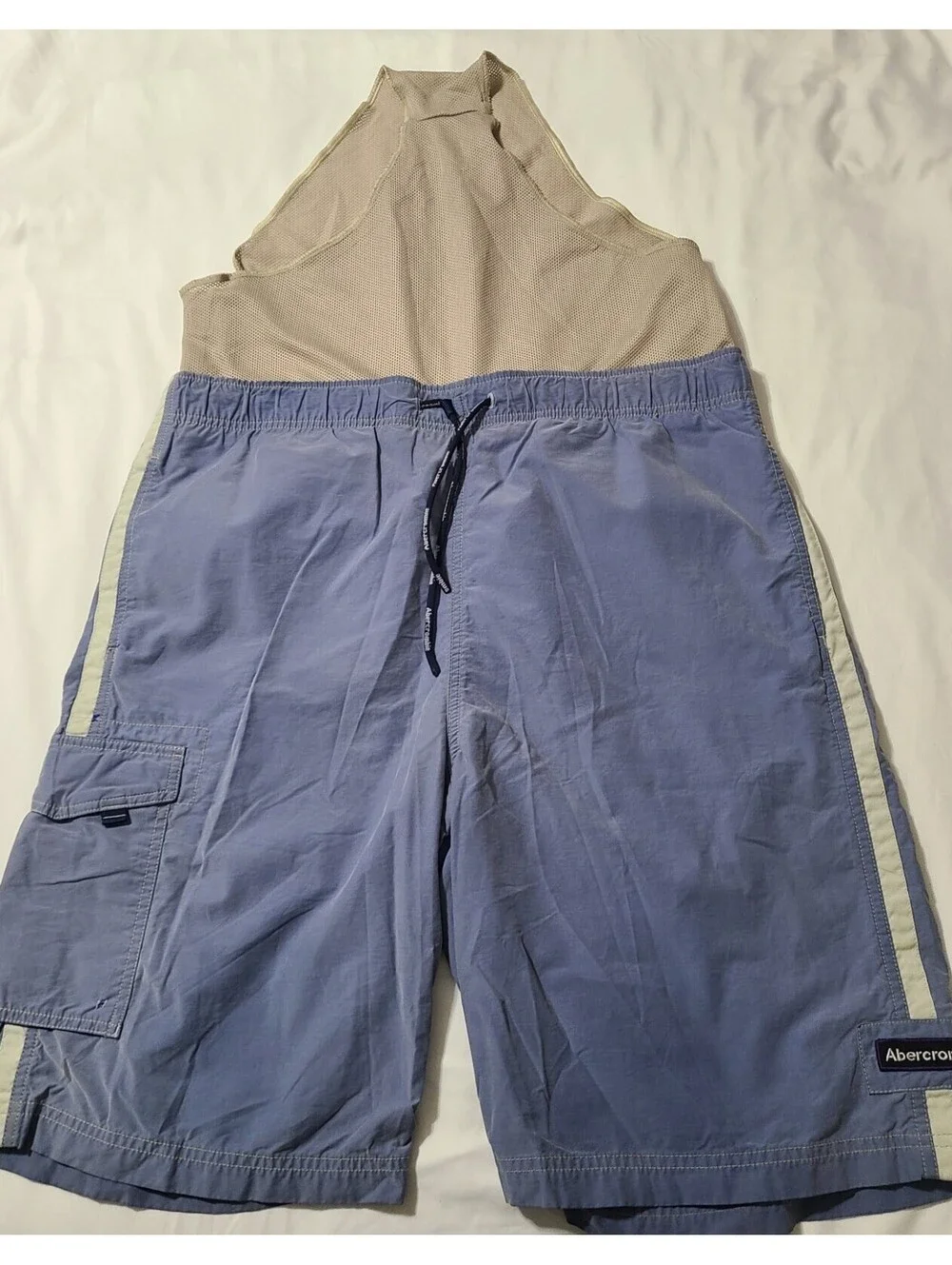 Abercrombie & Fitch Cargo Board Shorts Mens Size Large Blue Drawstring Swim Surf